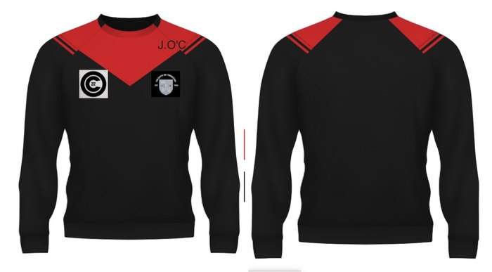 Black and red crewneck jumper