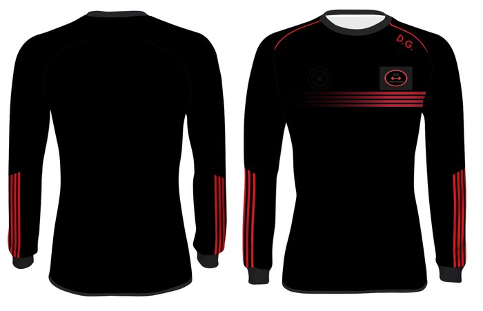 Black long sleeve with red trim