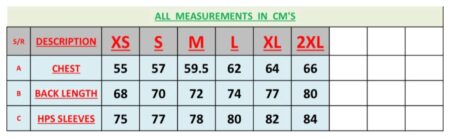 Blackhill FC size guide jacket